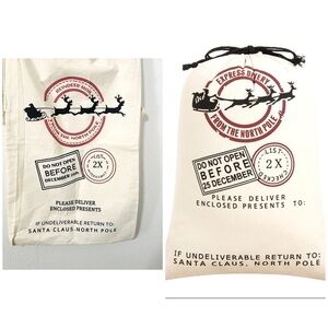 Canvas Santa Sack, 19.7 X 27.6 Inch Large Santa Bags For Gifts Christmas NWOT